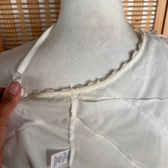 12th Tribe white sequin fringe tank top with adjustable straps - Picture 5 of 6